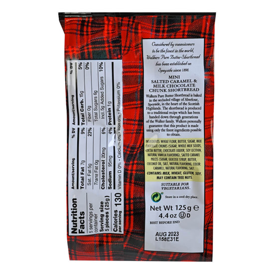 Back of a package of Walker's Shortbread cookies featuring nutrition facts
