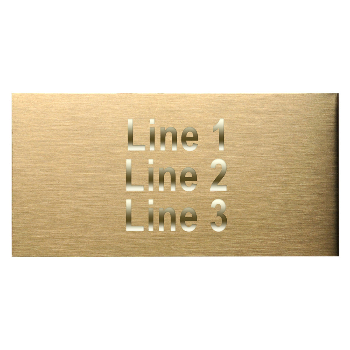 Gold nameplate with line 1, line 2, and line 3 place holders