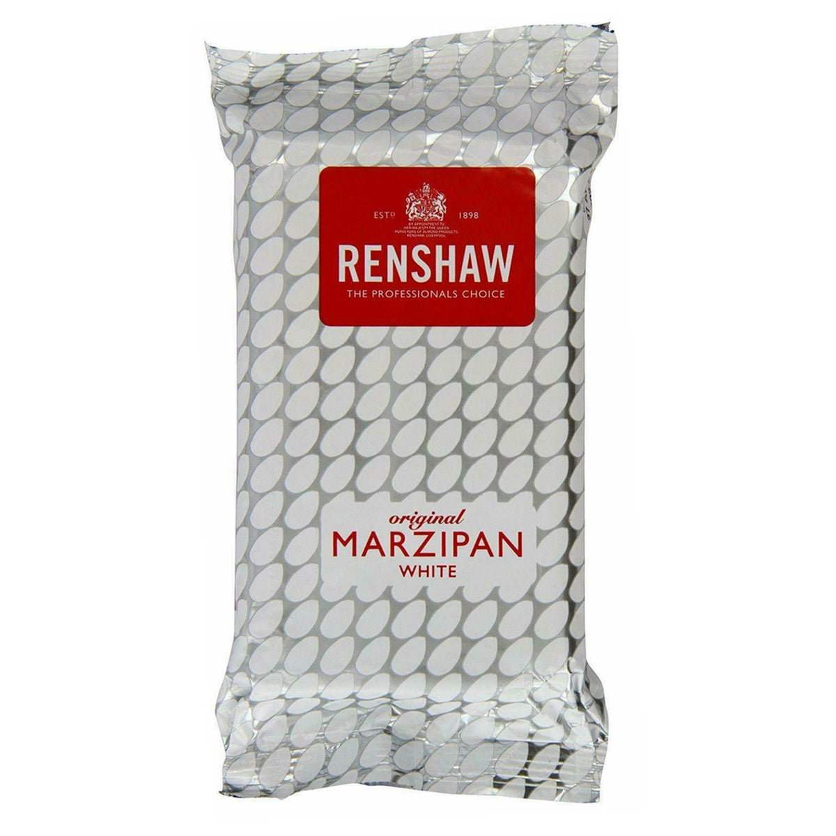 Pack of Renshaw white marzipan on a white background