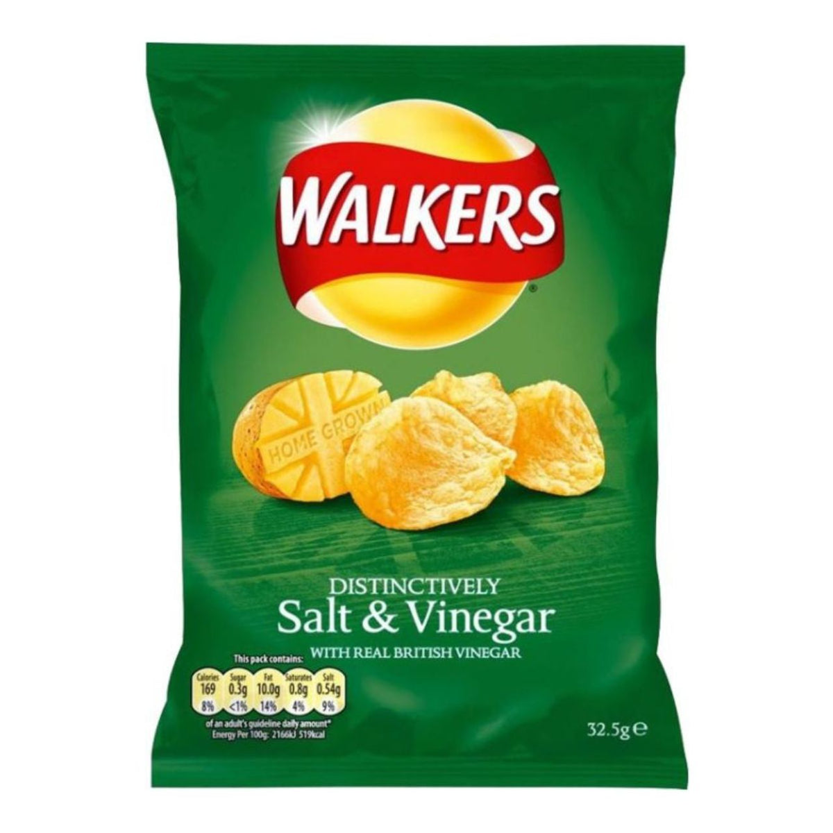Walkers Salt & Vinegar chips packaging on a white background