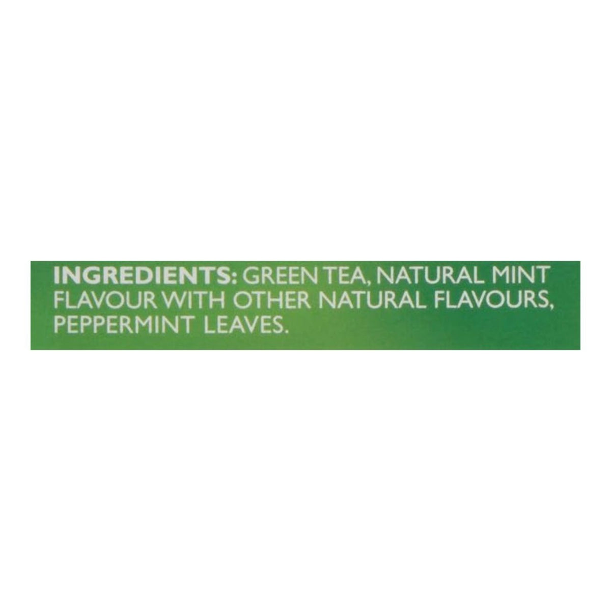 Green label with white text on a white background