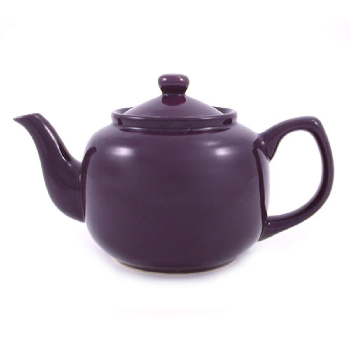 Plum ceramic teapot on a white background