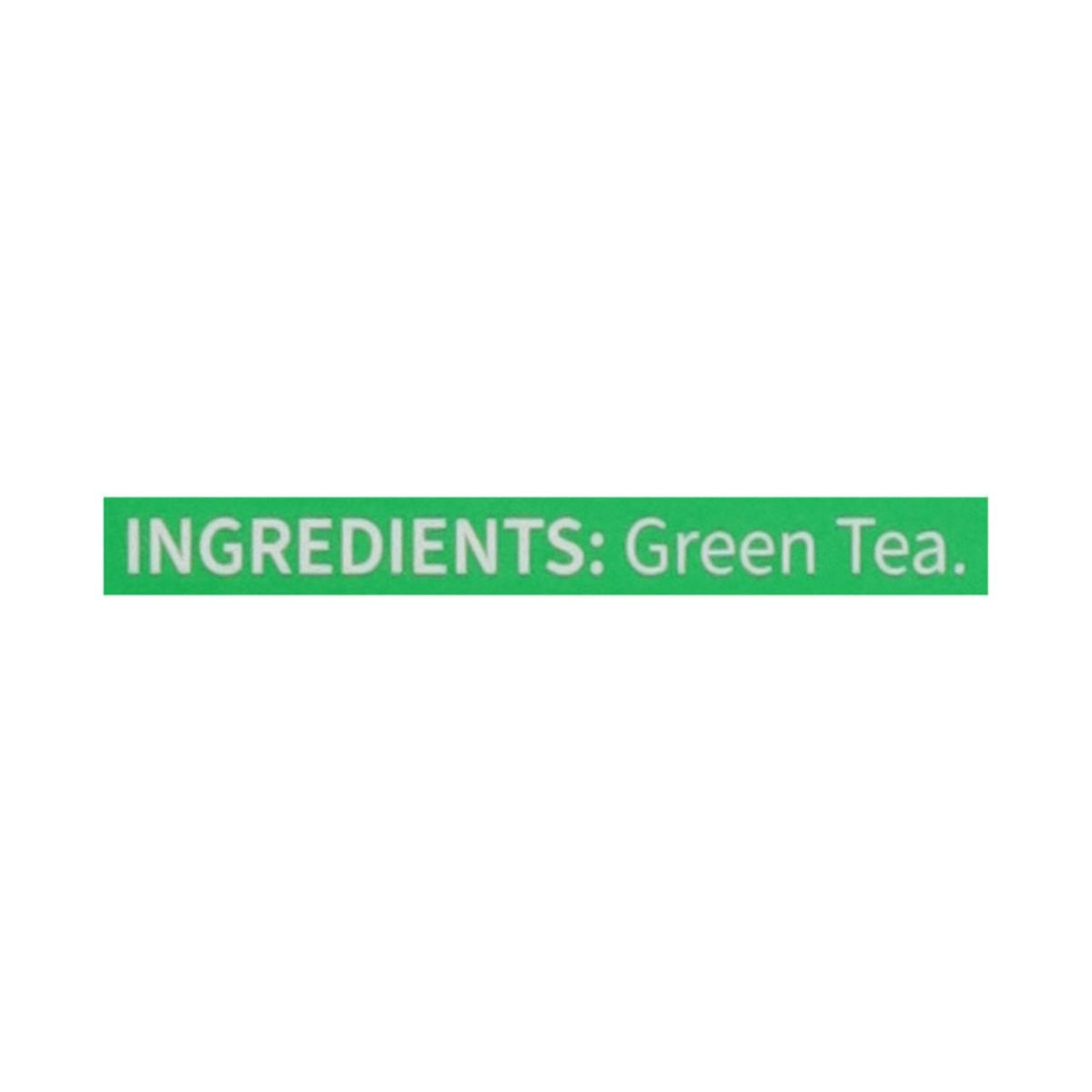 Text 'INGREDIENTS: Green Tea.' on a white background