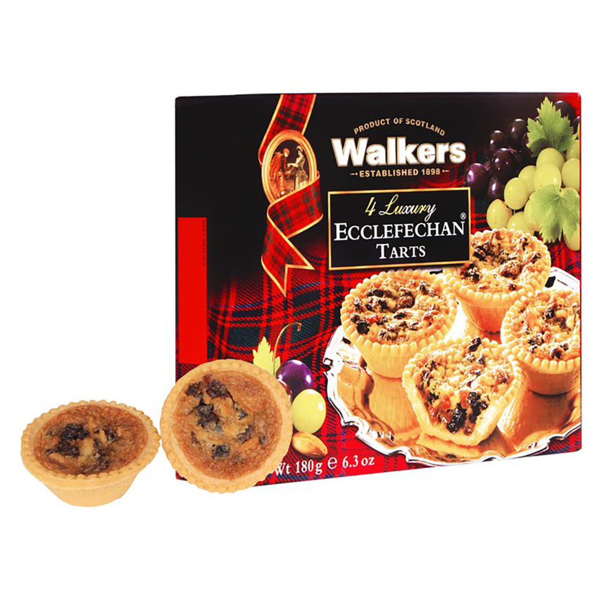 Box of Walkers Luxury Ecclefechan Tarts with tartlets displayed in front