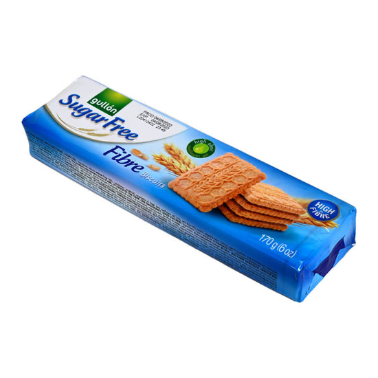 Box of Gullon Sugarfree Fibre biscuits on a white background