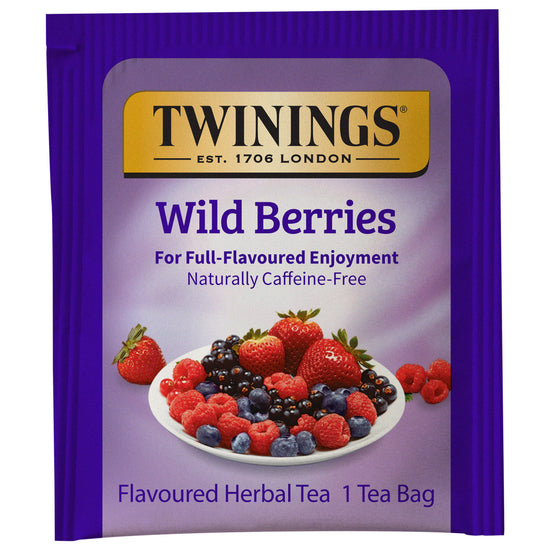 Twinings Wild Berries tea bag packaging on a white background