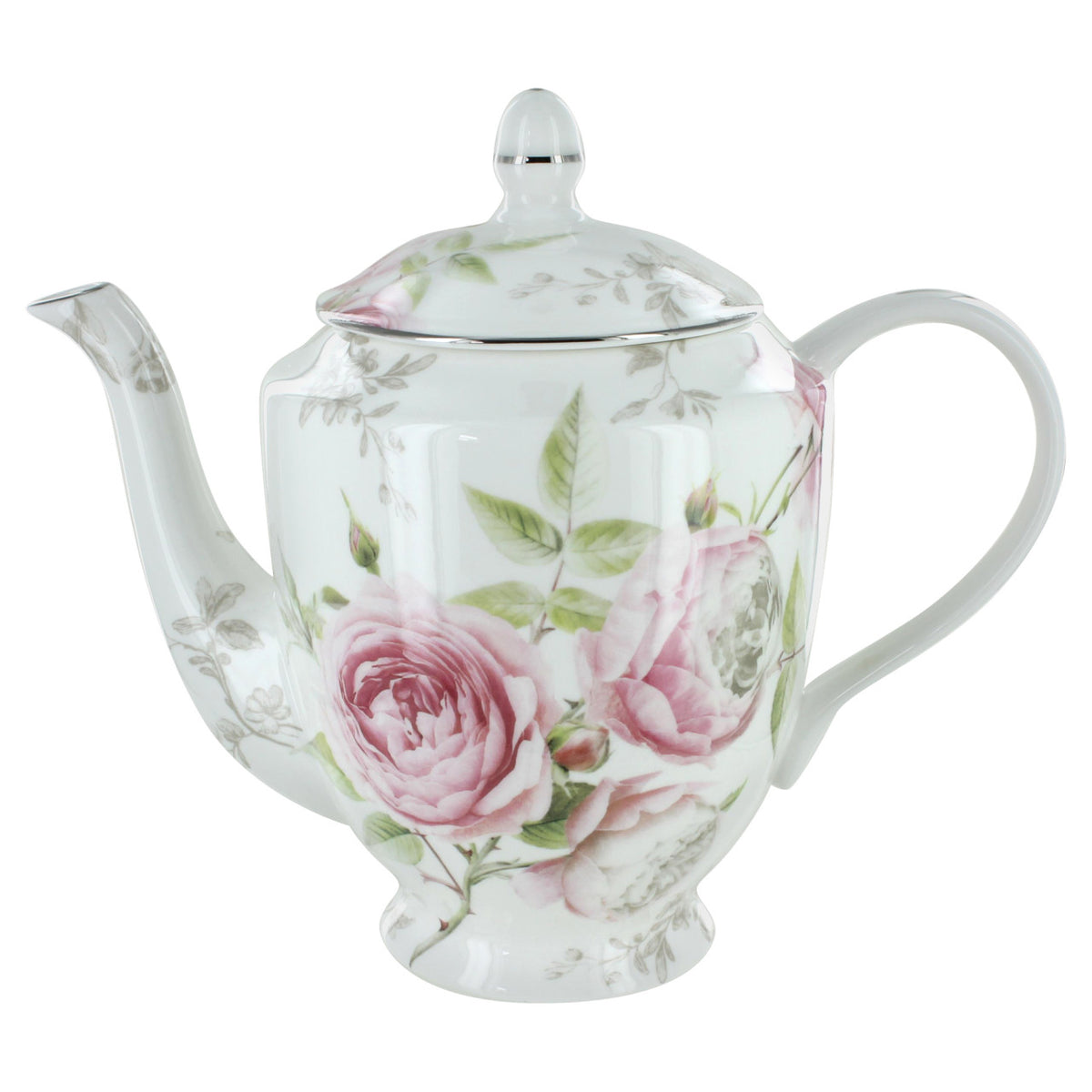 Teapot with floral design on a white background