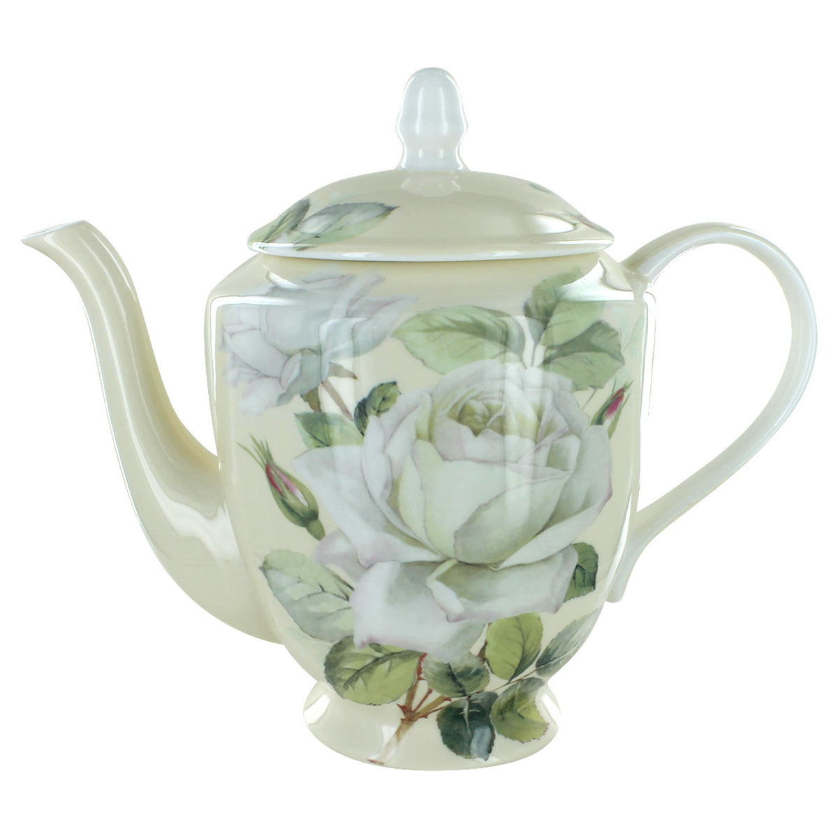 Teapot with floral design on a white background