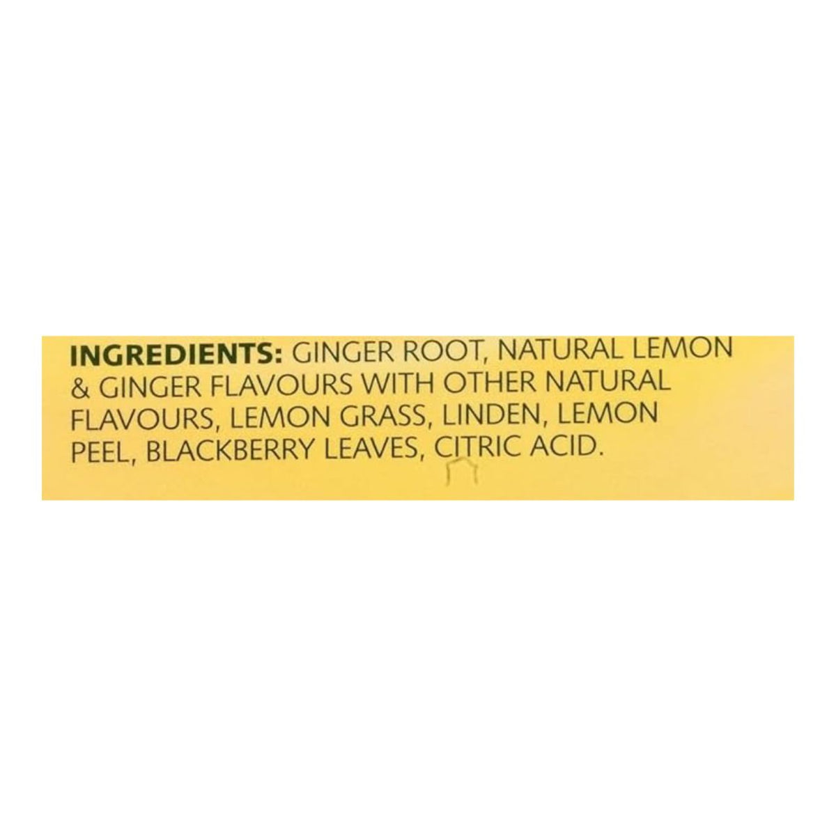 List of ingredients on a yellow background
