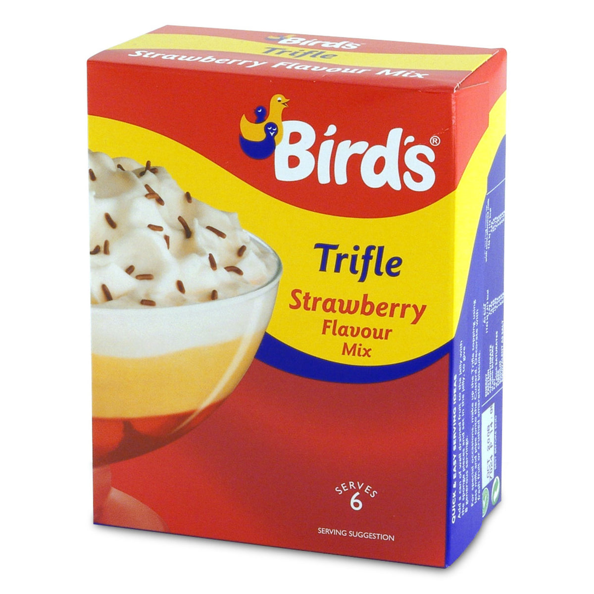 Bird's Trifle Strawberry Flavour Mix packaging on a white background