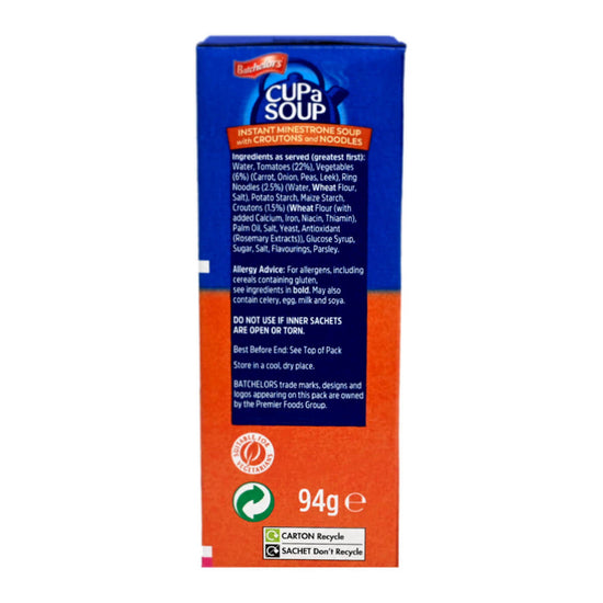 Box of Cup-a-Soup with blue and orange design on a white background