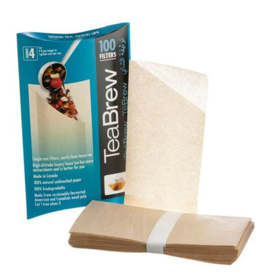 TeaBrew tea filters with packaging on a white background