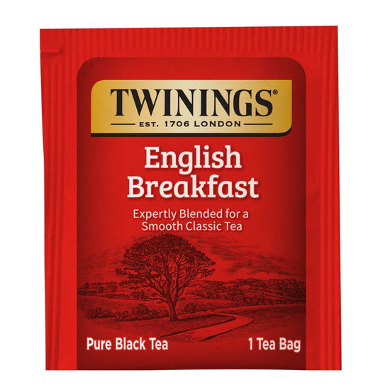 Twinings English Breakfast tea bag packaging on a white background