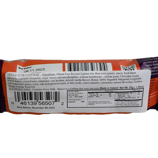 Nutrition label from an Opulent Orange Bar