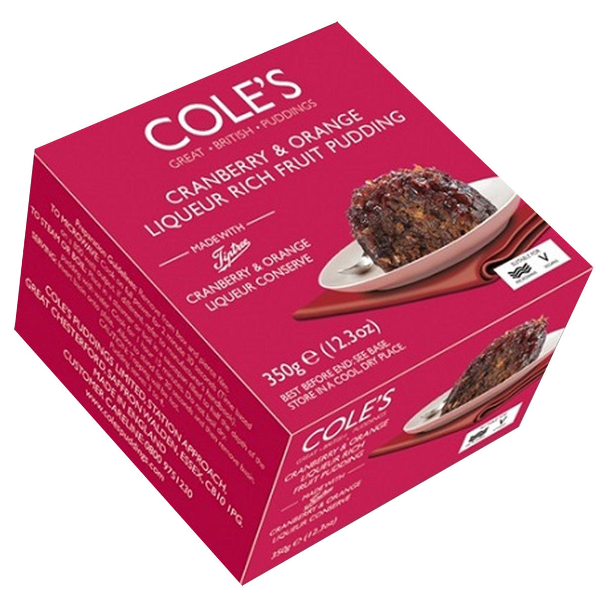 Coles Cranberry & Orange Liqueur Rich Fruit Pudding packaging on a white background