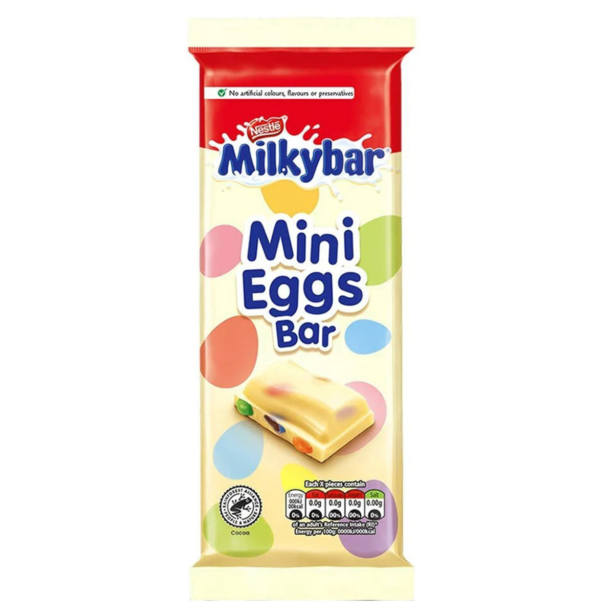 Milkybar Mini Eggs Bar packaging on a white background