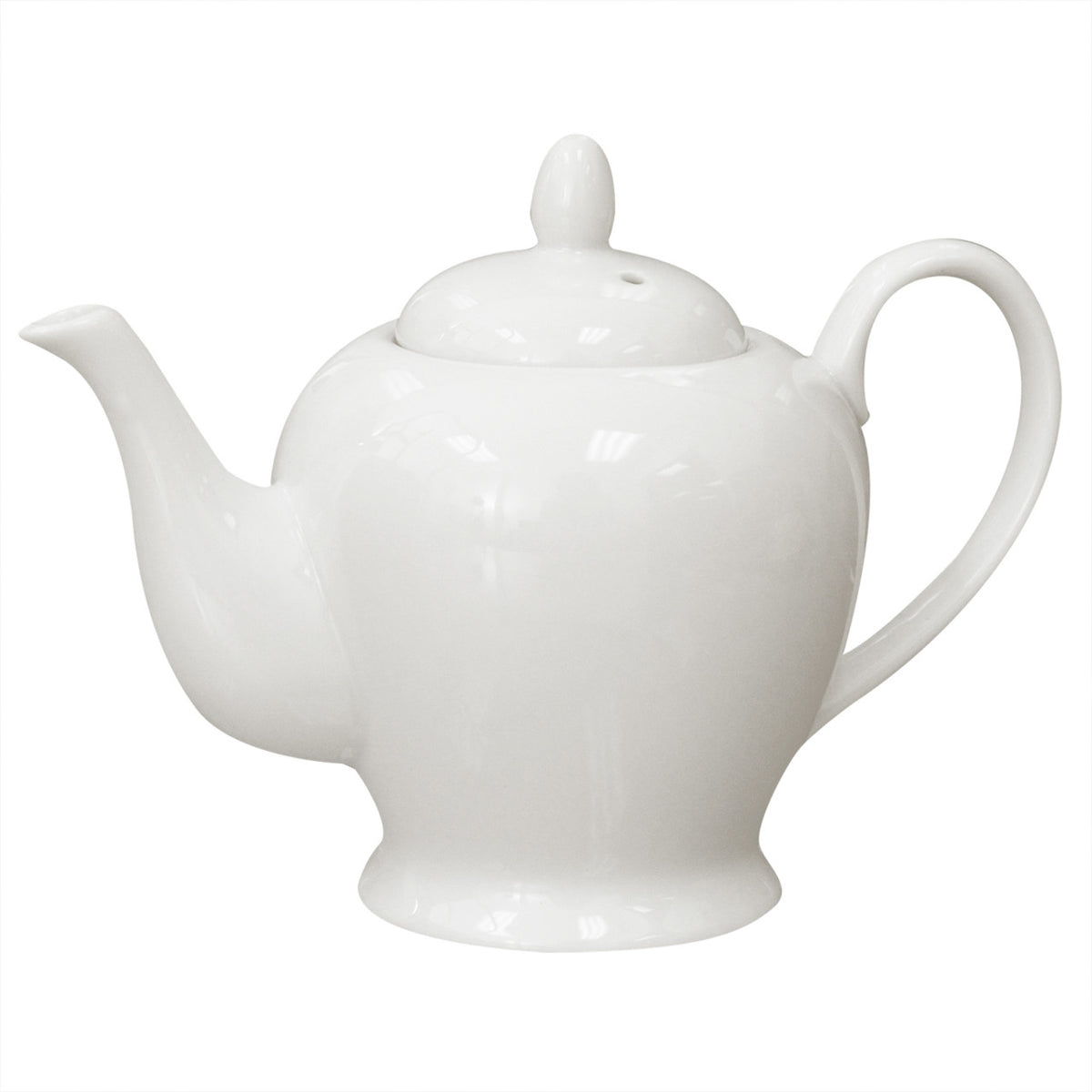 White ceramic teapot on a white background