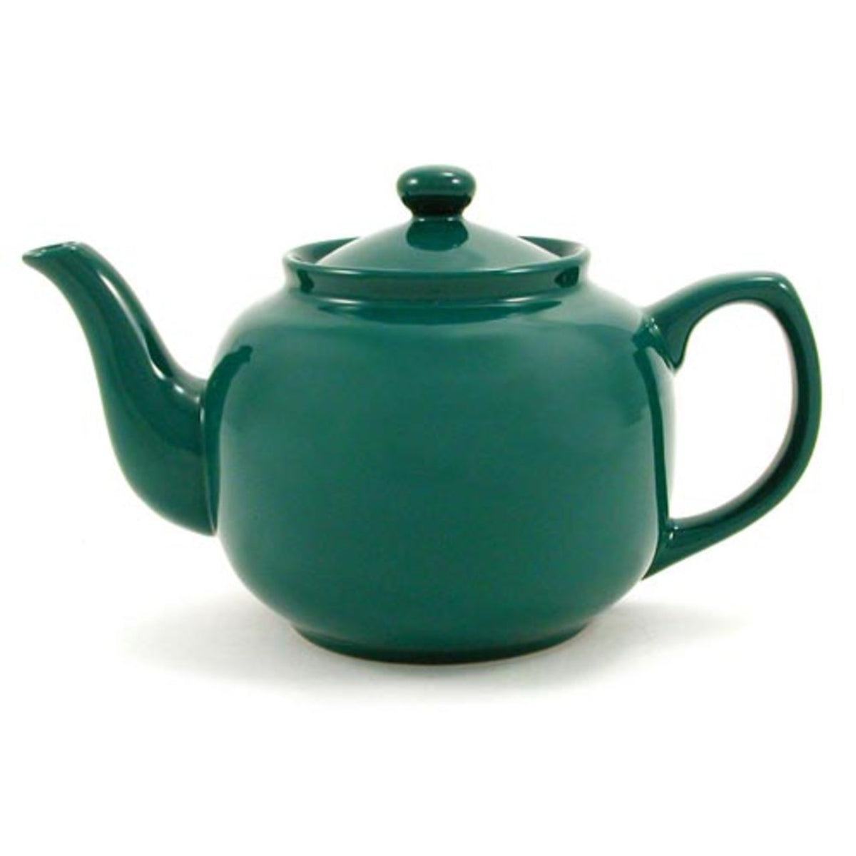 Green teapot on a white background