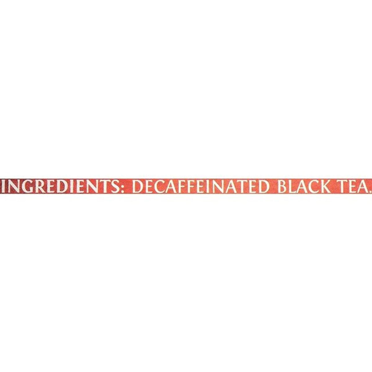 Text indicating 'Decaffeinated Black Tea' on a white background