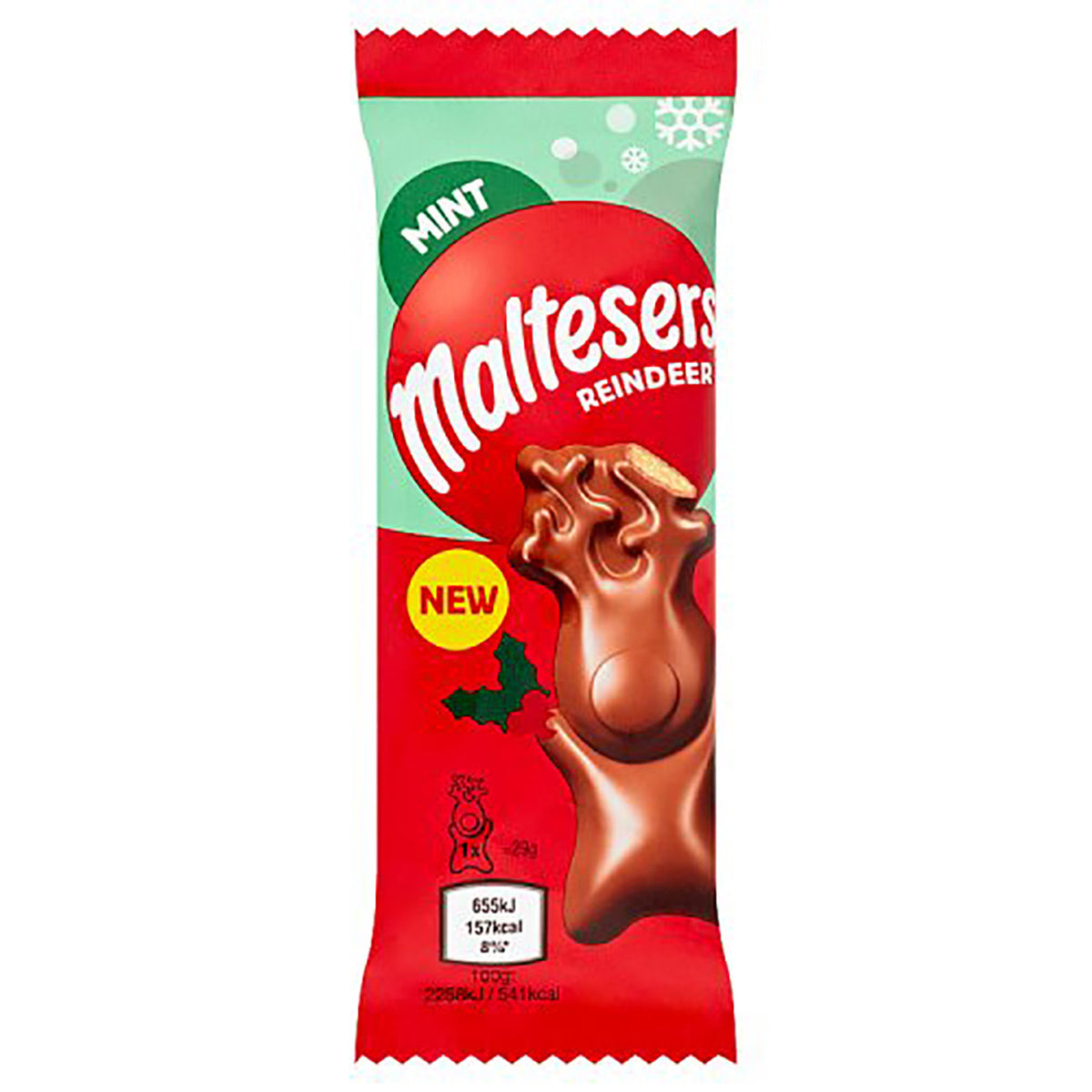 Maltesers Reindeer chocolate bar packaging on a white background