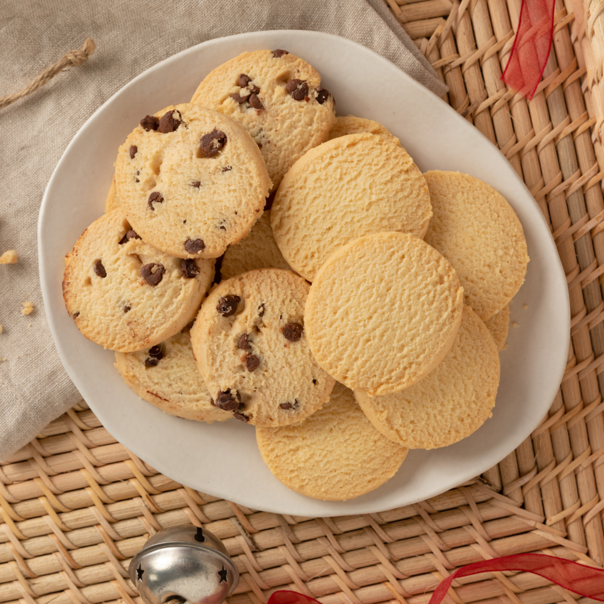 Plate of Walkers gluten-free shortbread assortment cookies