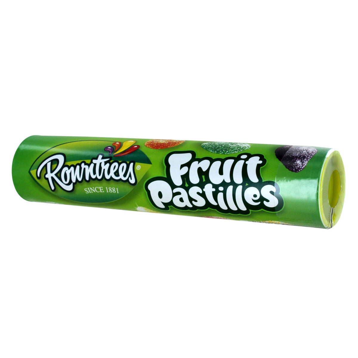 Roll of Rowntrees Fruit Pastilles on a white background