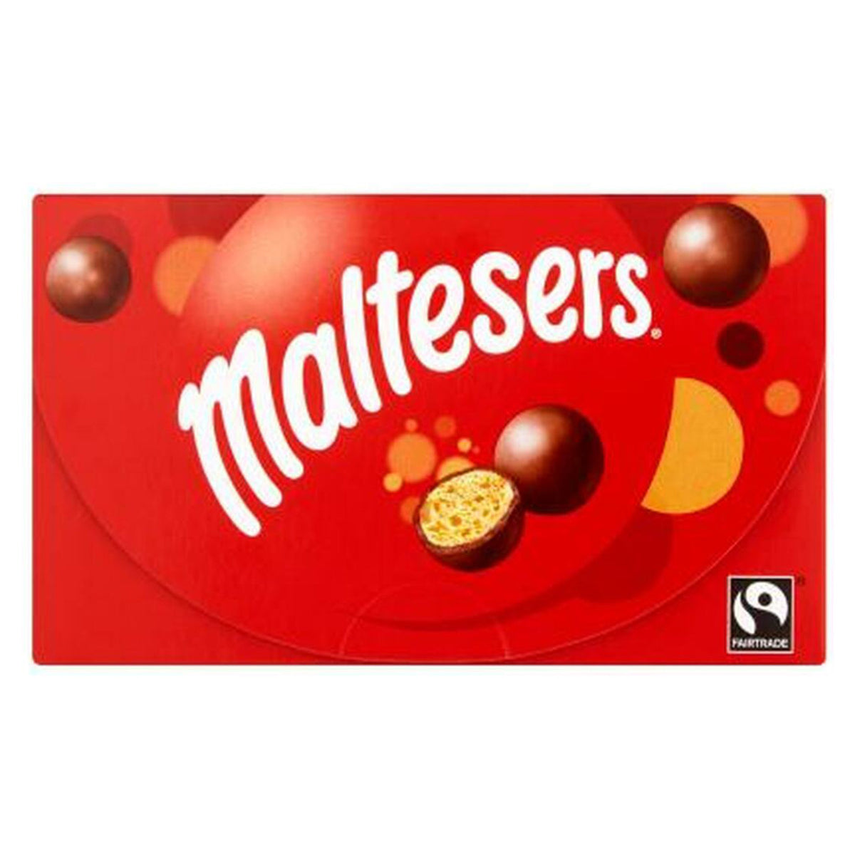 Maltesers chocolate packaging with a red background