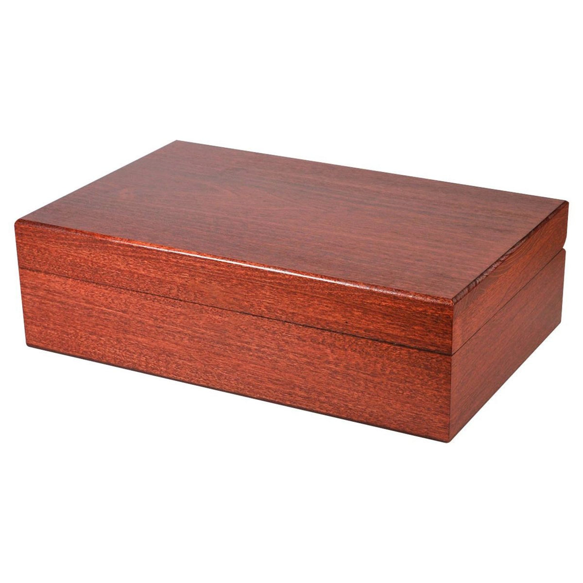 A closed wooden tea chest