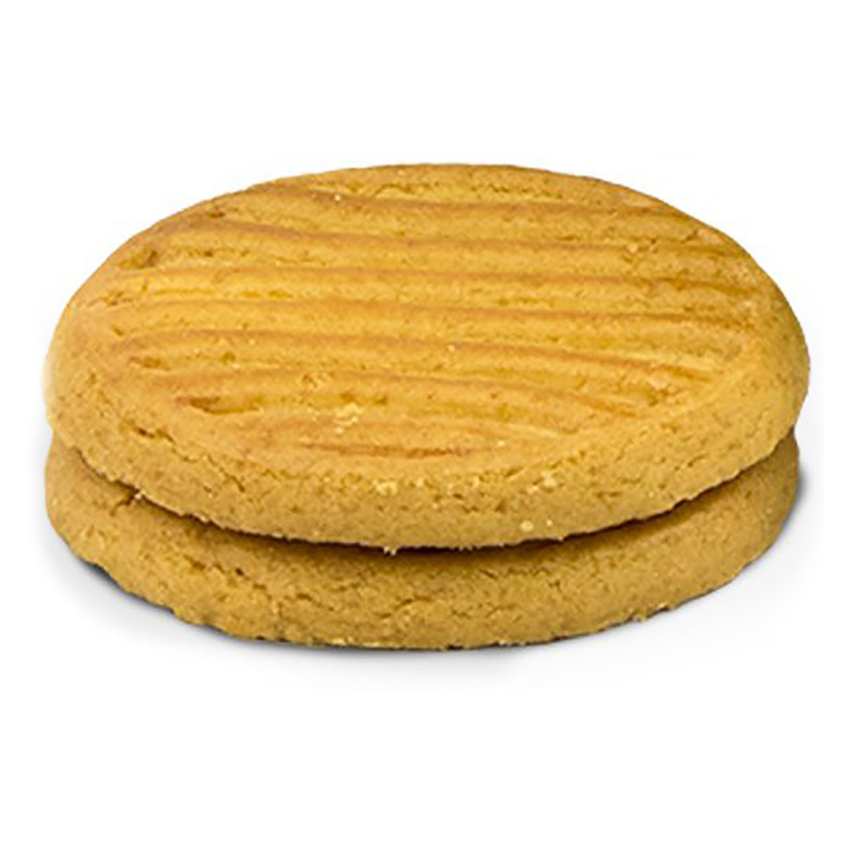 Two stacked Gullon sugar free shortbread biscuits on a white background.