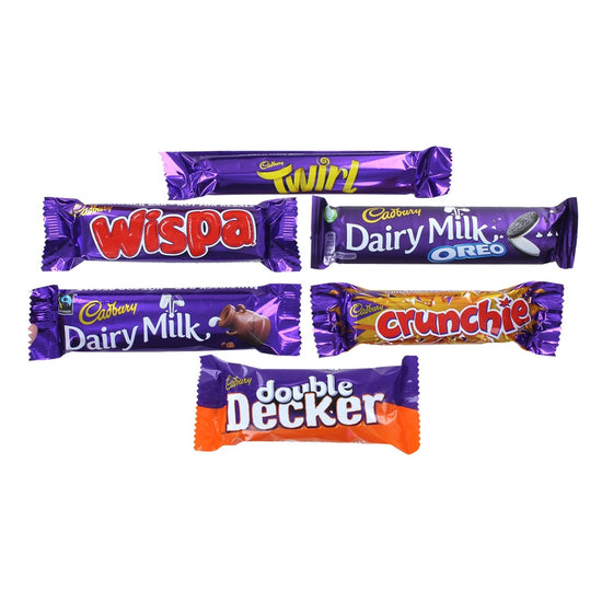 6 packages of various Cadbury candy bars