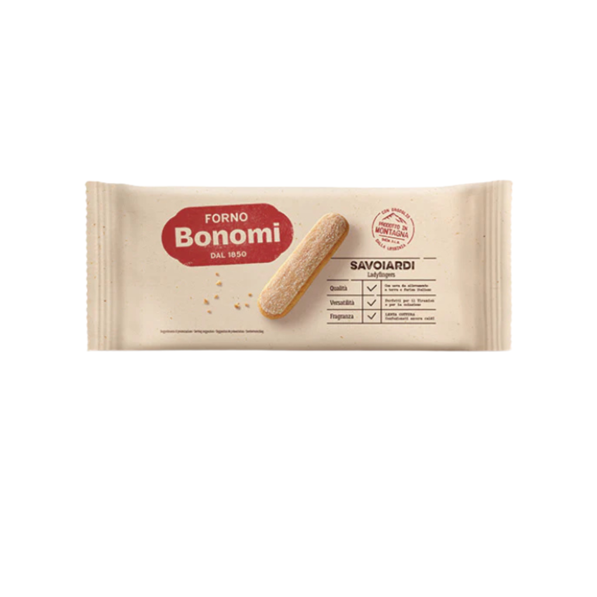 Bonacci Savoiardi cookie package on a white background