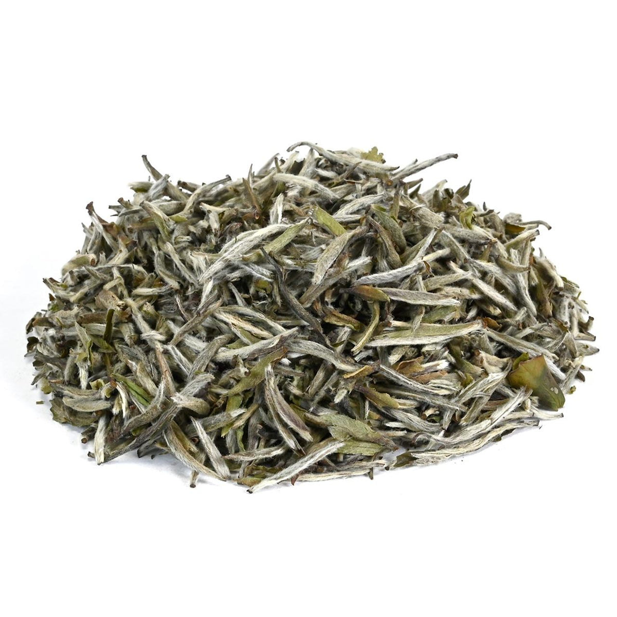 Dry tea leaves on a white background