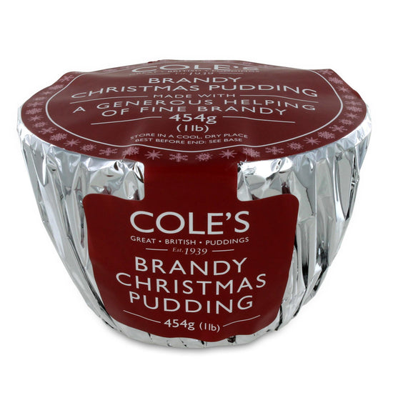 A package of Coles Brandy Christmas Pudding wrapped in foil