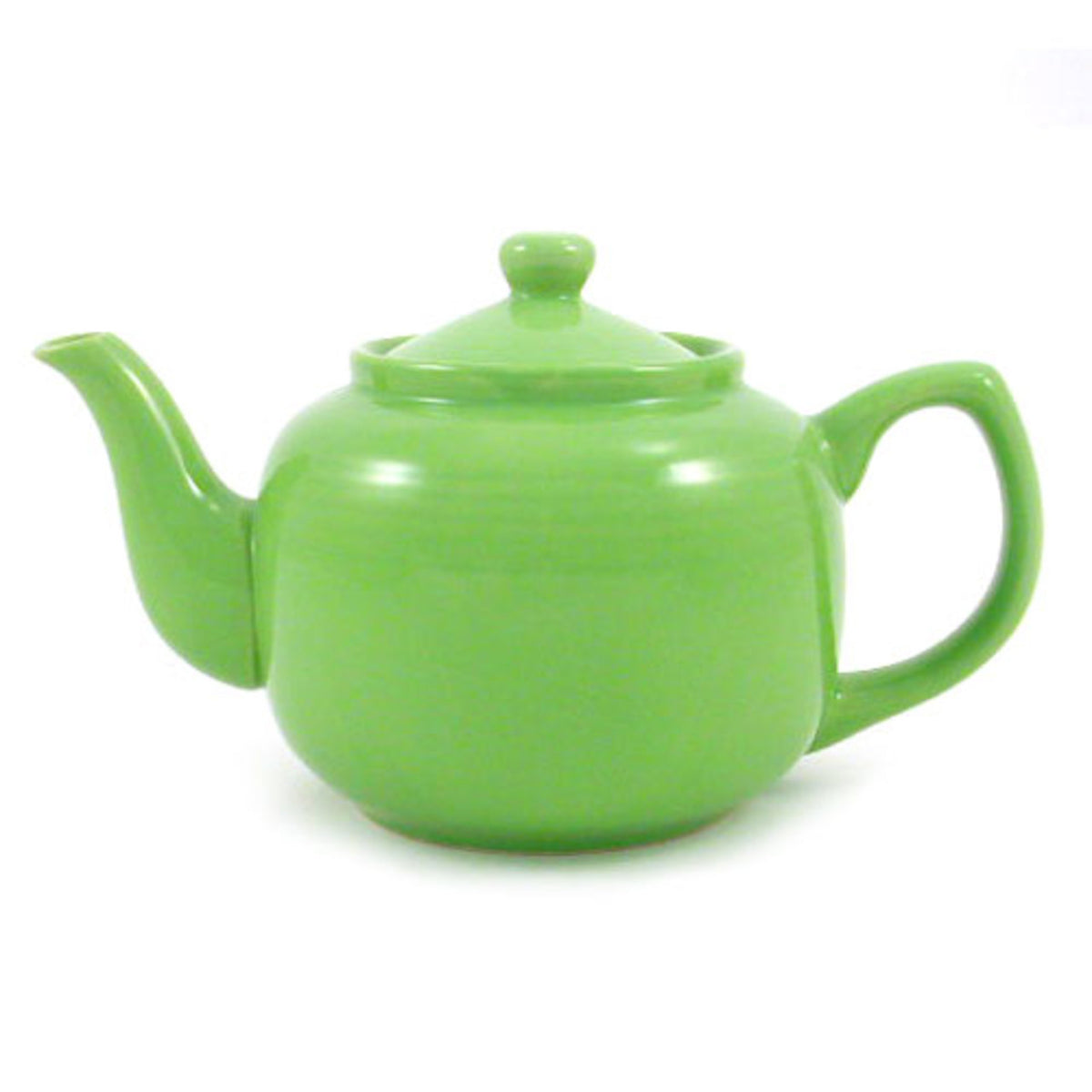 Green ceramic teapot on a white background