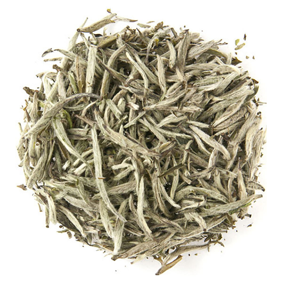 Dry tea leaves on a white background