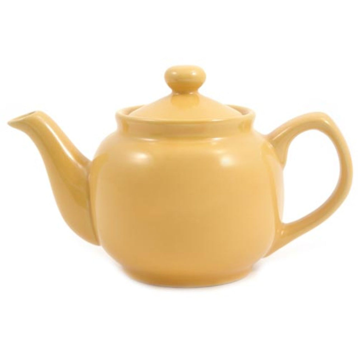 Yellow teapot on a white background