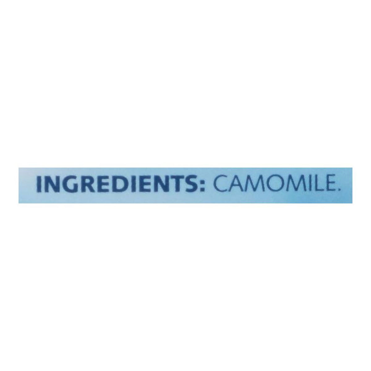Text 'INGREDIENTS: CAMOMILE' on a white background