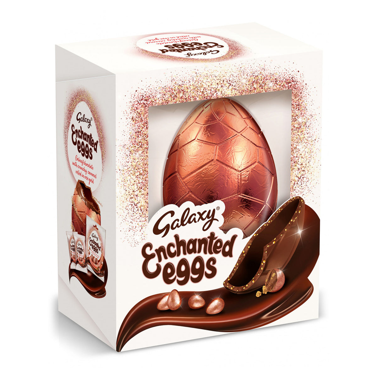 Galaxy Enchanted Eggs packaging with a chocolate egg on a white background