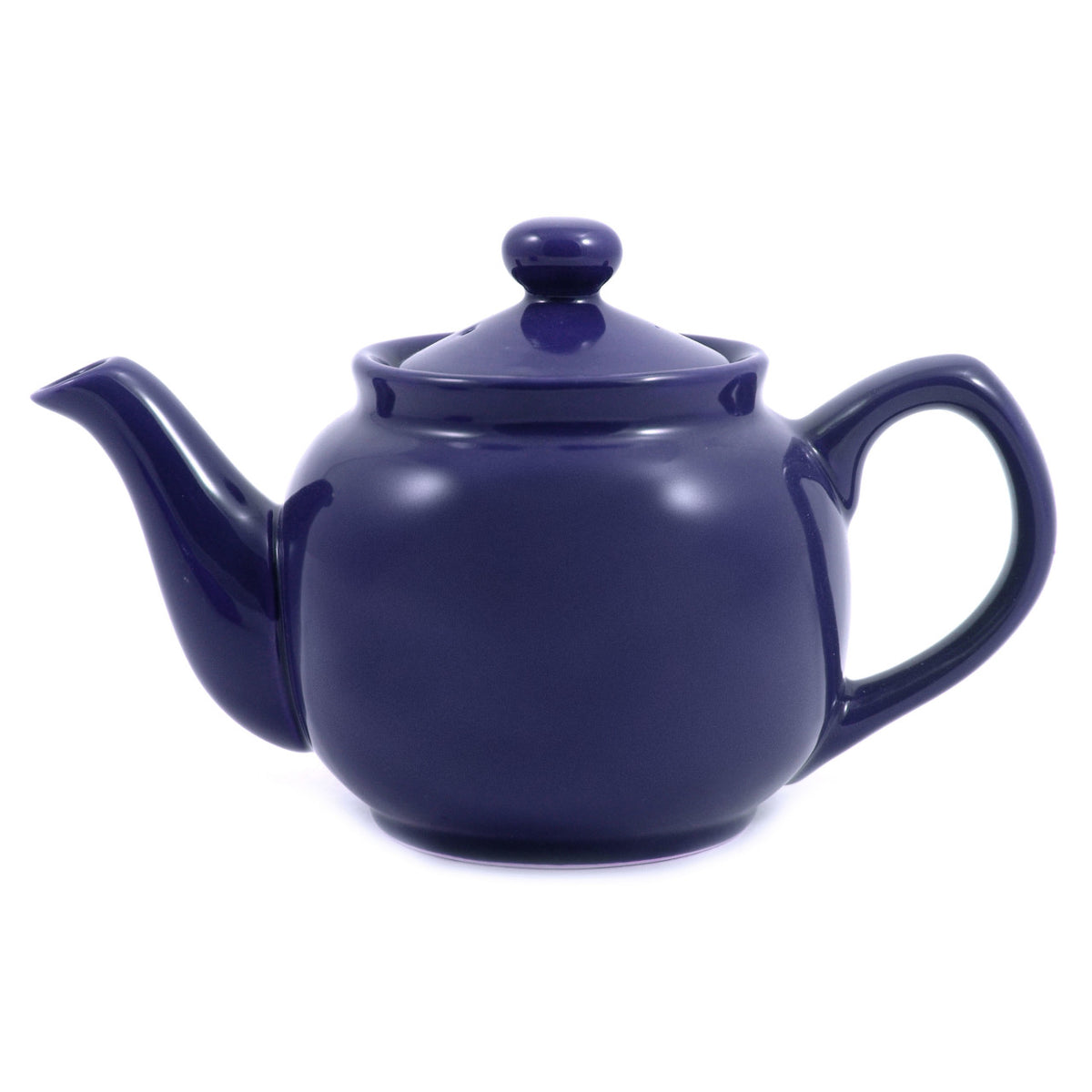 Navy blue teapot on a white background