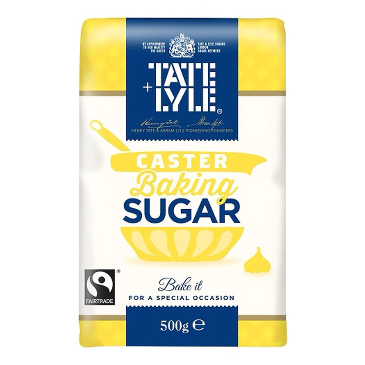 Tate & Lyle caster baking sugar package on a white background