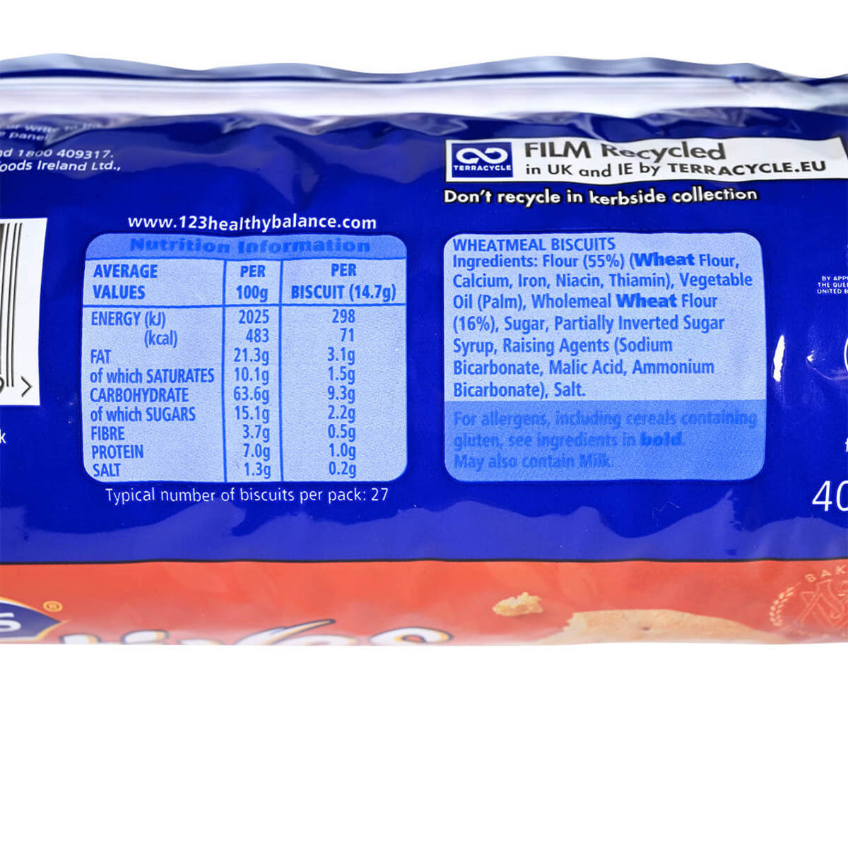 Packaged McVitie's Digestives on a white background
