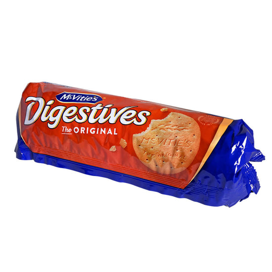 Packaged McVitie's Digestives on a white background