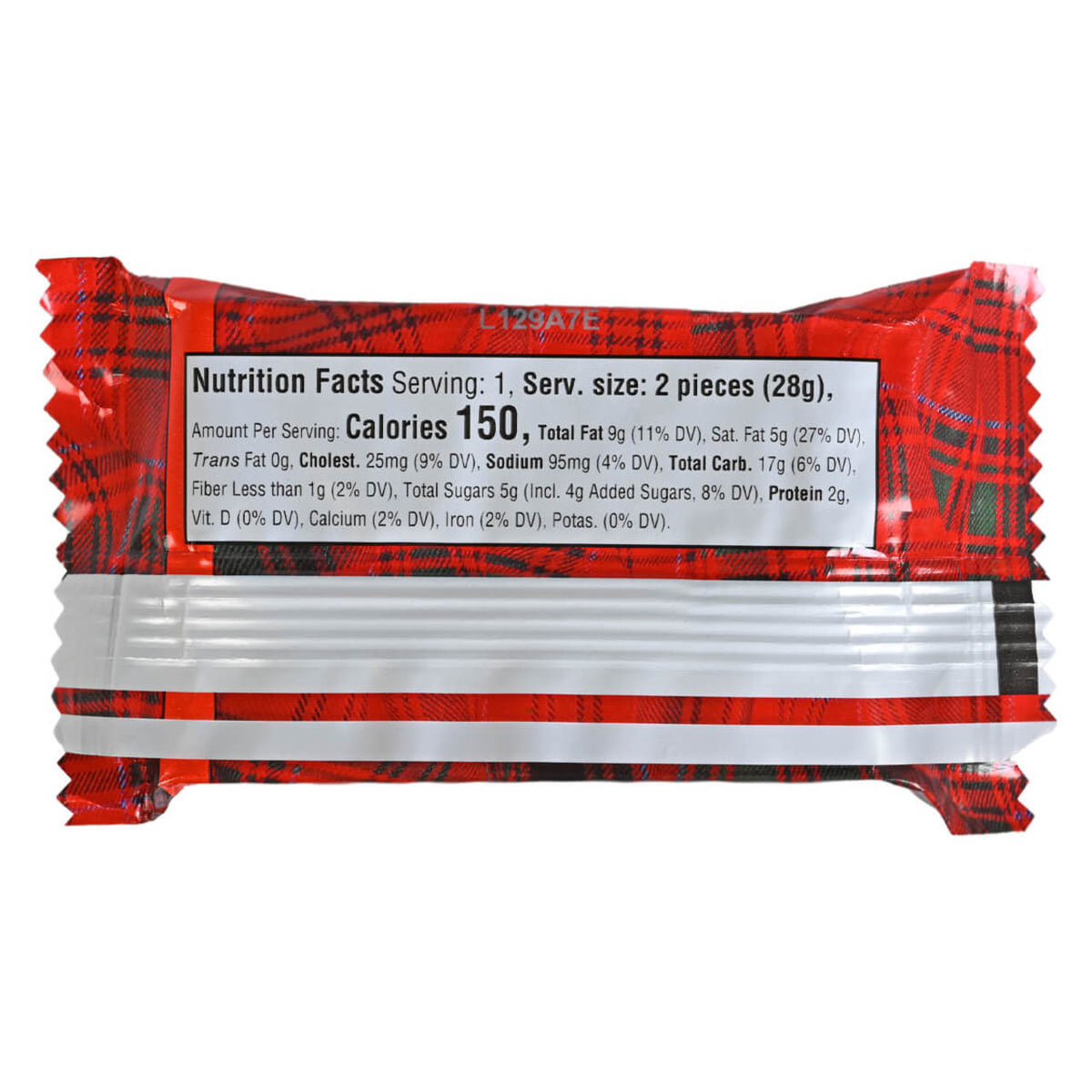 Red and white Walker's package with nutrition facts label on a white background