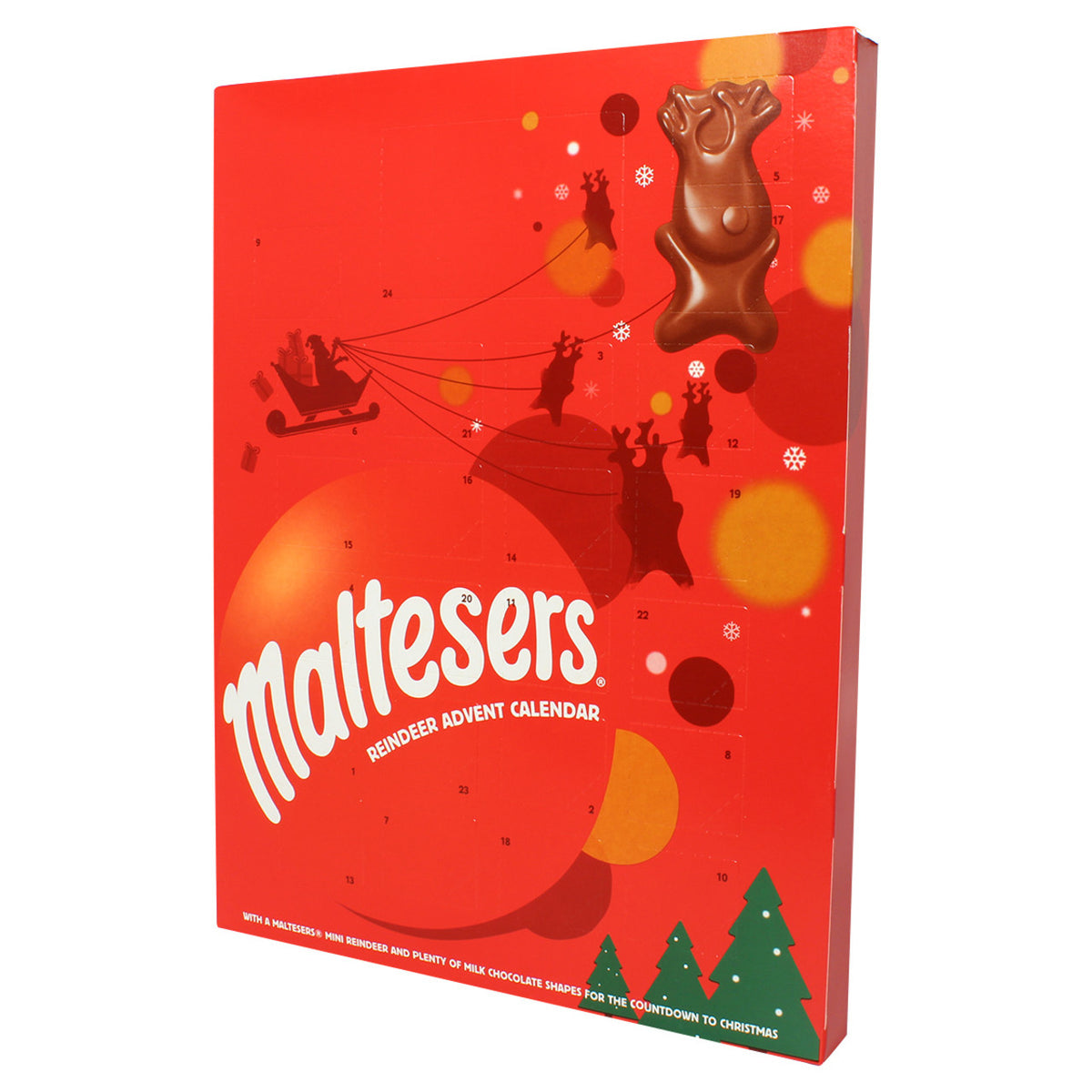 Maltesers reindeer advent calendar packaging on a white background