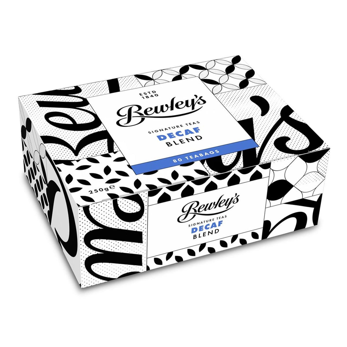 Box of Bewley's Decaf Blend on a white background