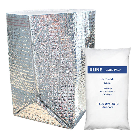 Uline cold pack with reflective insulation on a white background