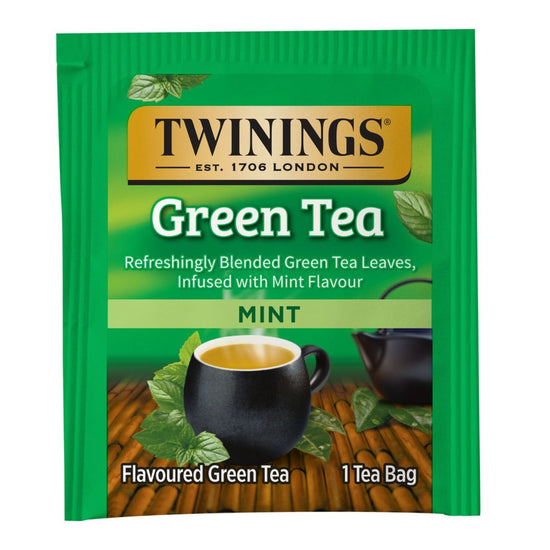 Twinings Mint Green Tea package on a white background