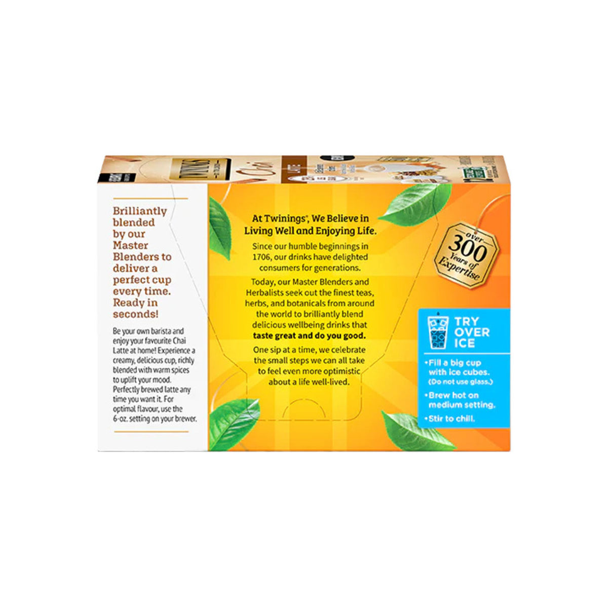 Tea box with branding and product details on a white background