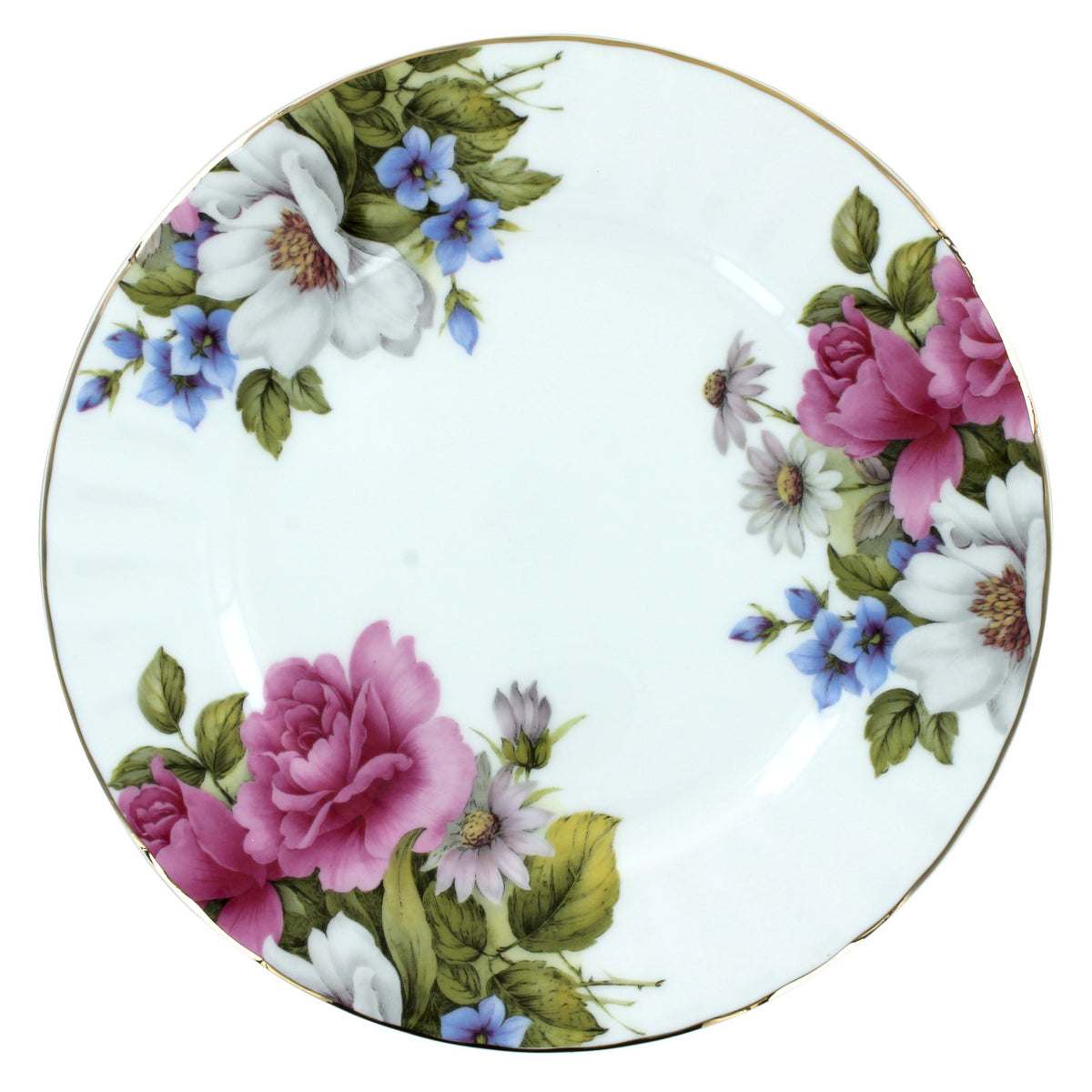 Decorative rose bone plate with floral design on a white background