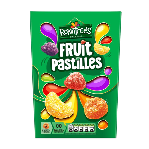 Green box of Rowntree's Fruit Pastilles fruit-flavoured sweets.